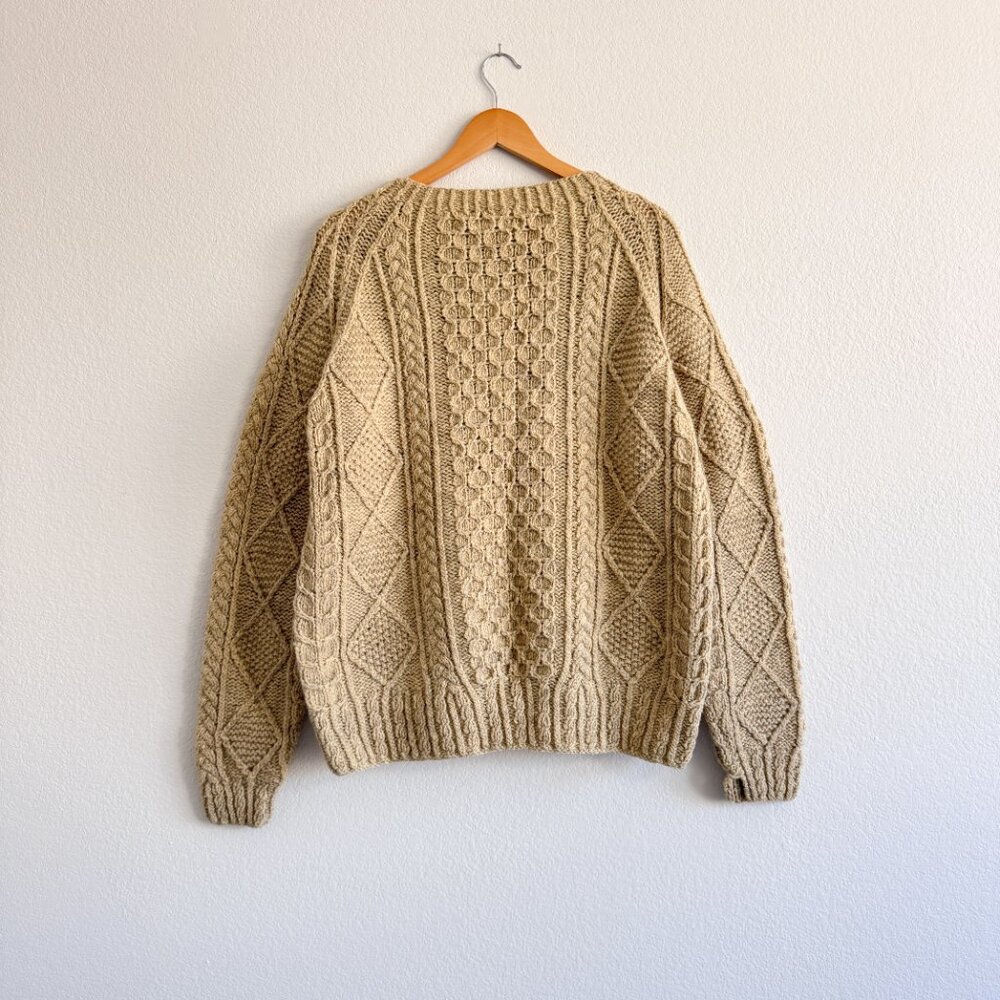 Vintage Cream Made in Ireland Irish Fisherman Knit Cardigan Sweater (XS-M) - Picture 2 of 5